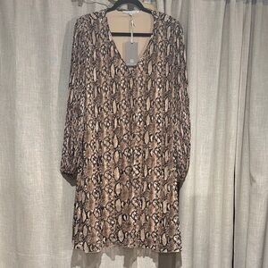 Preston & York Snake Print Midi Dress - Brown and Black
